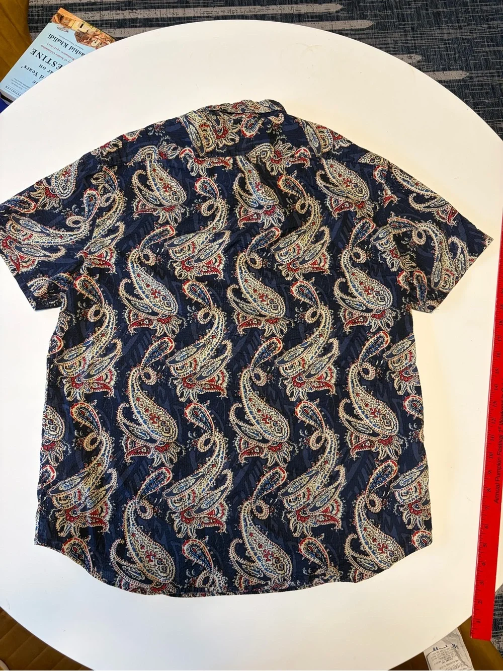 J. Crew Navy Paisley Short-Sleeve Button-Down Popover